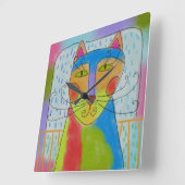 Funky Abstracte Kat Art Square Wall klok (Hoek)