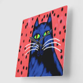 Funky Abstracte kat schilderen Vierkante Klok (Hoek)