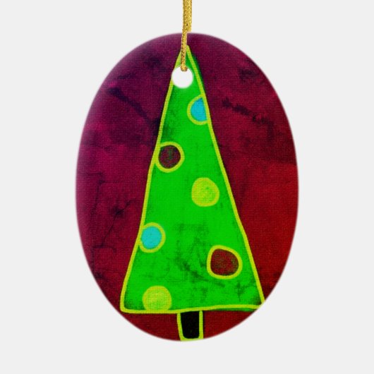 Funky Abstracte kerstboom Keramisch Ornament (Voorkant)