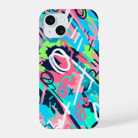Funky Abstracte Kunst iPhone 15 Case (Achterkant)
