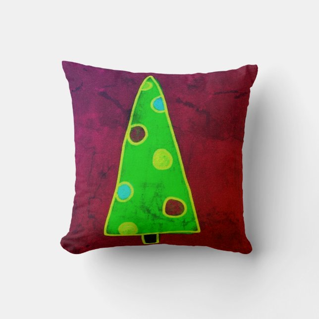 Funky Abstracte Kunst Kerstboom Kussen (Voorkant)