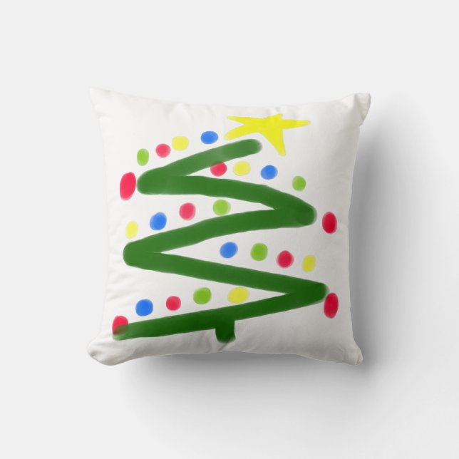 Funky Abstracte Kunst Kerstboom Kussen (Voorkant)