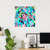 Funky Abstracte Kunst Poster (Thuiskantoor)