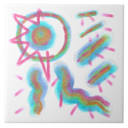 Funky Abstracte Kunst Tegeltje (Voorkant)