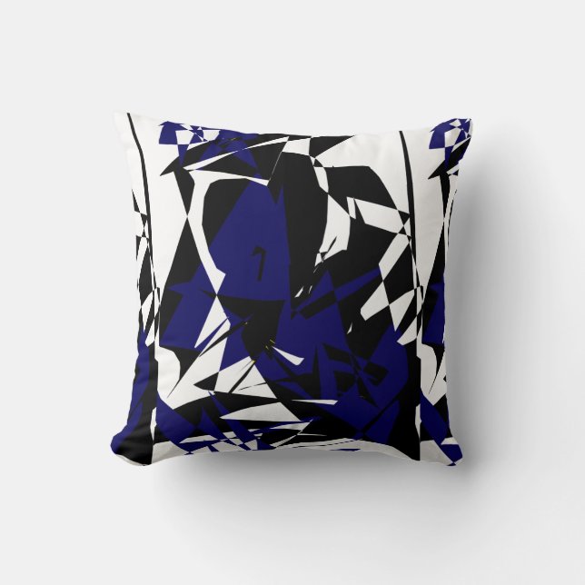 Funky Abstracte Kunst Tinten Blauw Kussen (Voorkant)