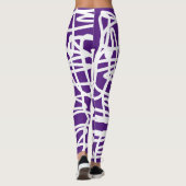Funky Abstracte Kunst Witte Paarse Leggings (Achterkant)