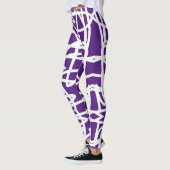 Funky Abstracte Kunst Witte Paarse Leggings (Links)