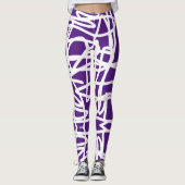 Funky Abstracte Kunst Witte Paarse Leggings (Voorkant)