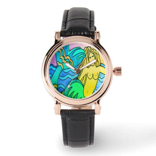 Funky Abstracte Mermaid Art Draag Horloge (Voorkant)