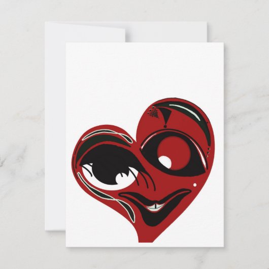 Funky, abstracte rode hart liefde valentijnskaart notitiekaartje (Voorkant)