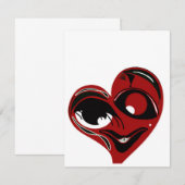 Funky, abstracte rode hart liefde valentijnskaart notitiekaartje (Voorkant / Achterkant)