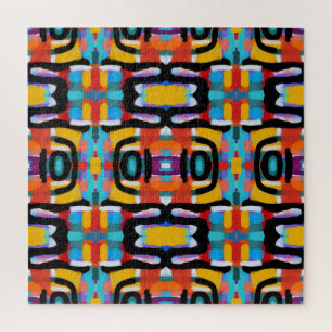 Funky Abstracte Unieke Kleuren Handgeschilderde Ui Legpuzzel
