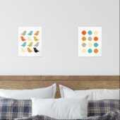 Funky Abstracte Vogels en Grid Mid Century Modern Muurkunst Sets (Slaapkamer)