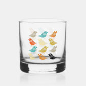 Funky Abstracte Vogels Midden Eeuw Deens Modern Whisky Glas (Voorkant)