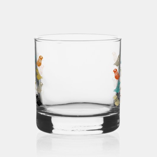 Funky Abstracte Vogels Midden Eeuw Deens Modern Whisky Glas (Rechts)