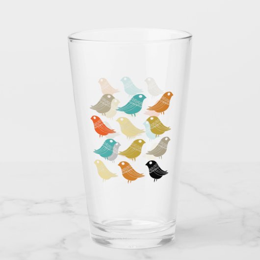 Funky Abstracte vogels midden eeuw Modern Glas (Voorkant)