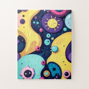 Funky Abstracte Vormen Puzzel - Kleurrijke Moderne