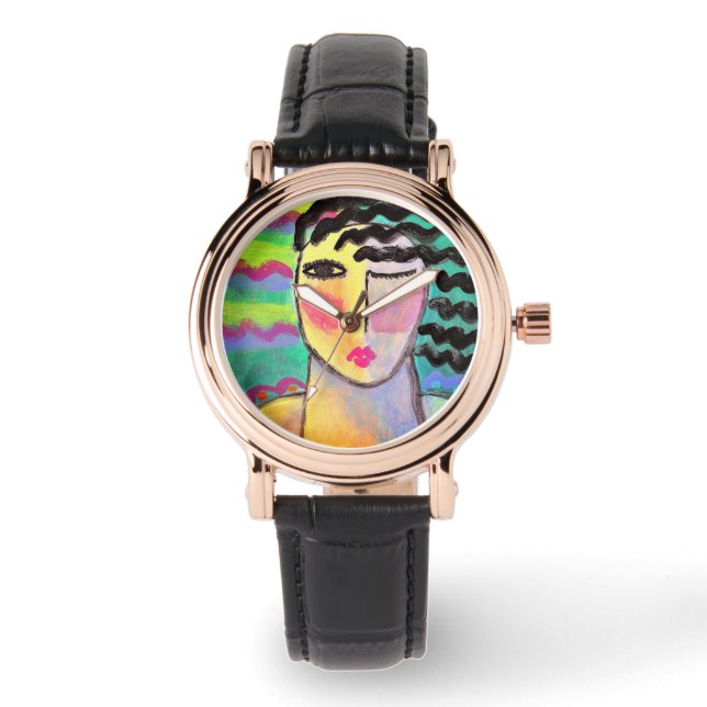 Funky Abstracte Wearable Art Horloge (Voorkant)
