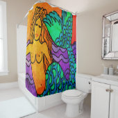 Funky Abstracte Zeemeerminnen schilderen Douchegordijn (In situ)