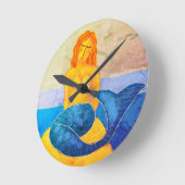 Funky Abstracte Zeemeerminnen schilderen Ronde Klok (Hoek)