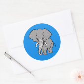 Funky African ELEPHANT - Natuur - Blauwe Sticker (Envelop)