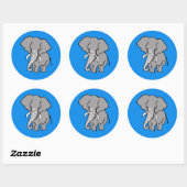 Funky African ELEPHANT - Natuur - Blauwe Sticker (Vel)