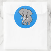 Funky African ELEPHANT - Natuur - Blauwe Sticker (Tas)