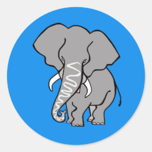 Funky African ELEPHANT - Natuur - Blauwe Sticker