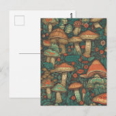 Funky AI gegenereerde paddenstoel patroon Briefkaart (Voorkant / Achterkant)