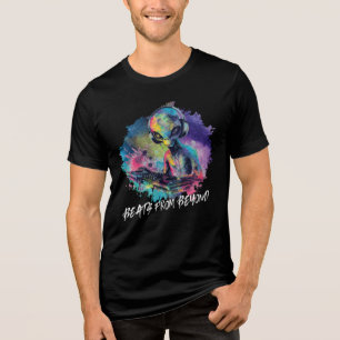 Funky Alien DJ - Kleurrijke Ruimtemuziek - Witte T Tri-Blend Shirt