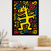 Funky Alien Dragon Yellow - Neon Pop Art Creature Poster (Keuken)