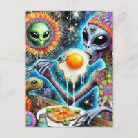 Funky Alien eet gefrituurde eieren