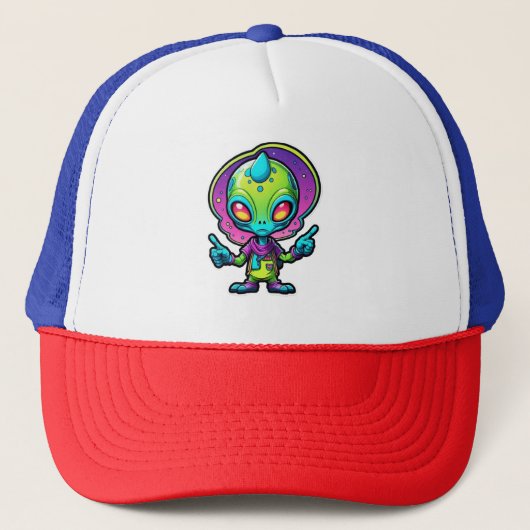 Funky Alien Peace Sign Design Trucker Pet (Voorkant)
