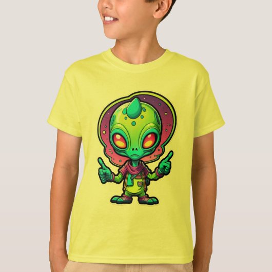 Funky Alien Peace Sign Sticker T-shirt (Voorkant)