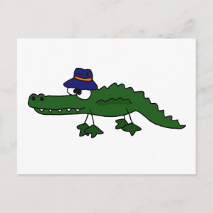 Funky Alligator Wearing Gevist Pet Cartoon Briefkaart