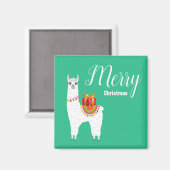 Funky Alpaca Kerstmis schattige lama Magneet (Voorkant / Achterkant)