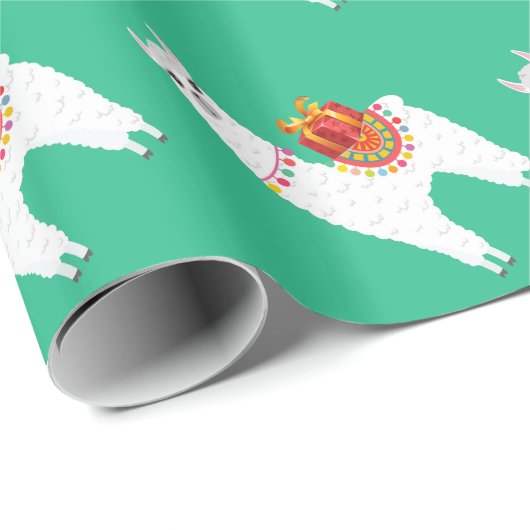 Funky Alpaca Kerstschattige lama Cadeaupapier (Rol Hoek)