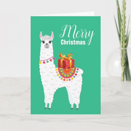 Funky Alpaca Kerstschattige lama Feestdagen Kaart (Voorkant)