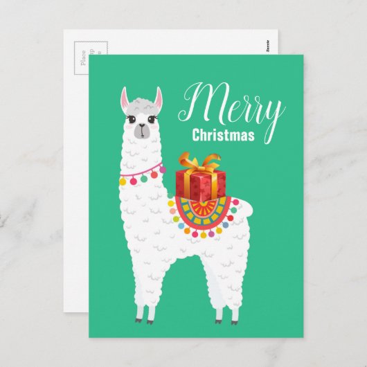 Funky Alpaca Kerstschattige lama Feestdagenkaart (Voorkant / Achterkant)