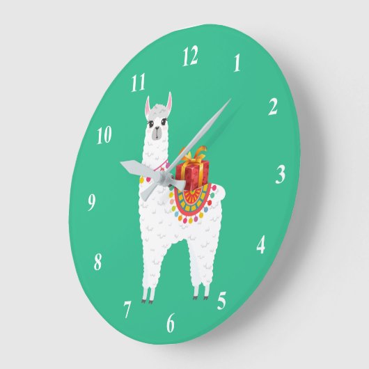 Funky Alpaca Kerstschattige lama Grote Klok (Hoek)