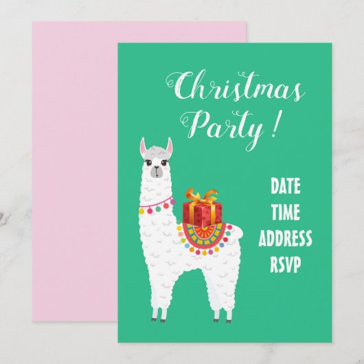 Funky Alpaca Kerstschattige lama Kaart (Voorkant / Achterkant)