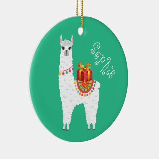 Funky Alpaca Kerstschattige lama Keramisch Ornament (Rechts)