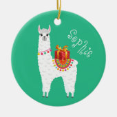 Funky Alpaca Kerstschattige lama Keramisch Ornament (Voorkant)