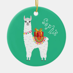 Funky Alpaca Kerstschattige lama Keramisch Ornament