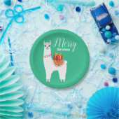 Funky Alpaca Kerstschattige lama Papieren Bordje (Feest)