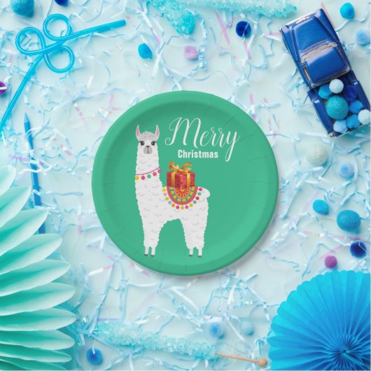 Funky Alpaca Kerstschattige lama Papieren Bordje (Feest)