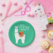 Funky Alpaca Kerstschattige lama Papieren Bordje (Feest)