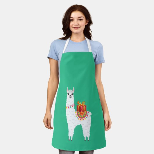 Funky Alpaca Kerstschattige lama Schort (Gedragen)