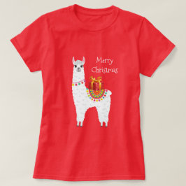 Funky Alpaca Kerstschattige lama T-shirt