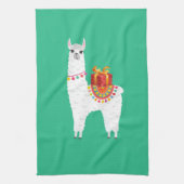 Funky Alpaca Kerstschattige lama Theedoek (Verticaal)